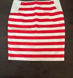 Suitmeister Women's Red and White Striped Pencil Skirt Size XL